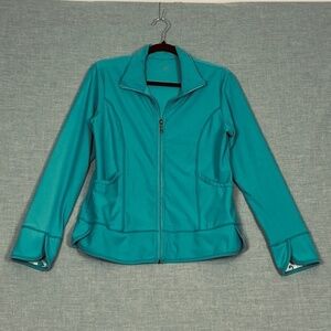 Danskin Zip Up Jacket Teal Cove Sz Large Workout Lightweight